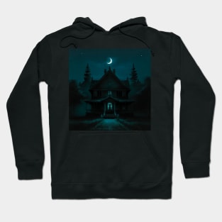 Haunted House with a Halloween Moon Hoodie